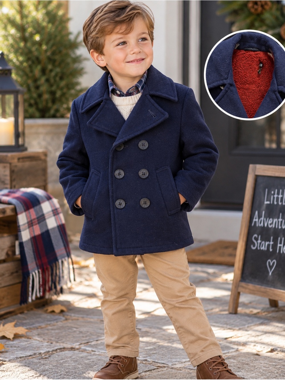 Classic Navy Kids Peacoat